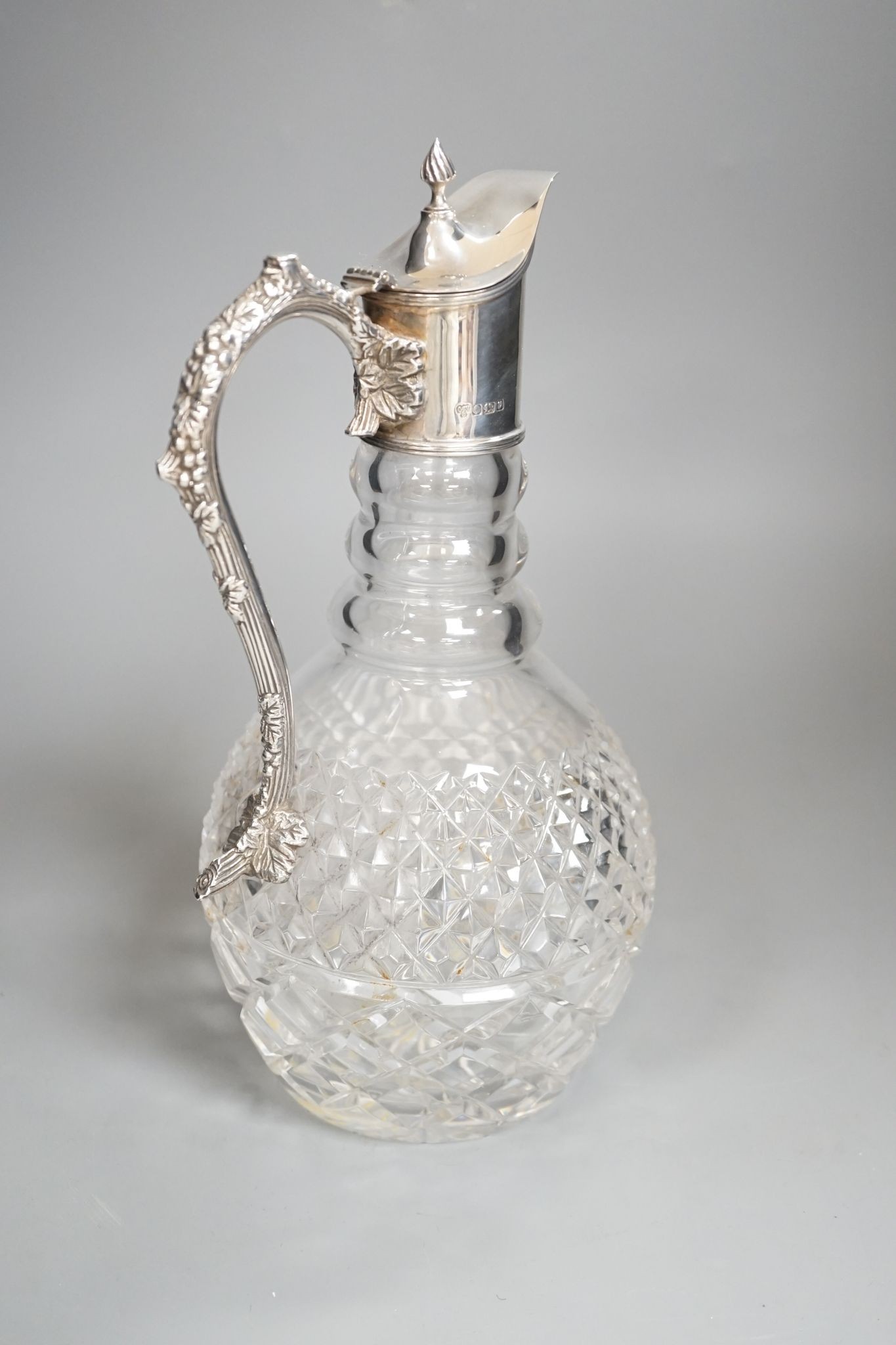A modern silver mounted cut glass claret jug, C.J. Vander Ltd, Sheffield, 1995, height 27.6cm.